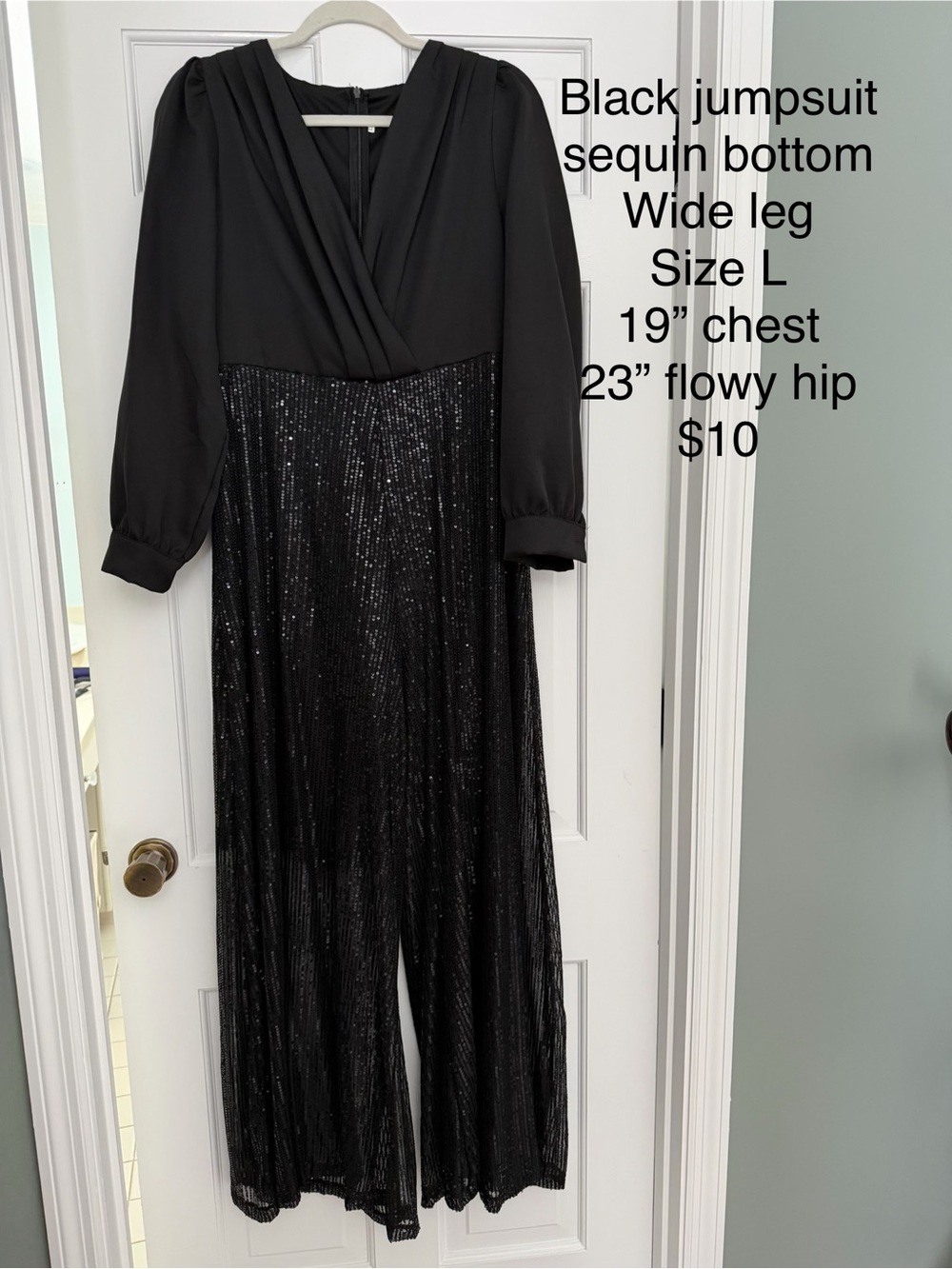 Black Sequin Wide-Leg Jumpsuit